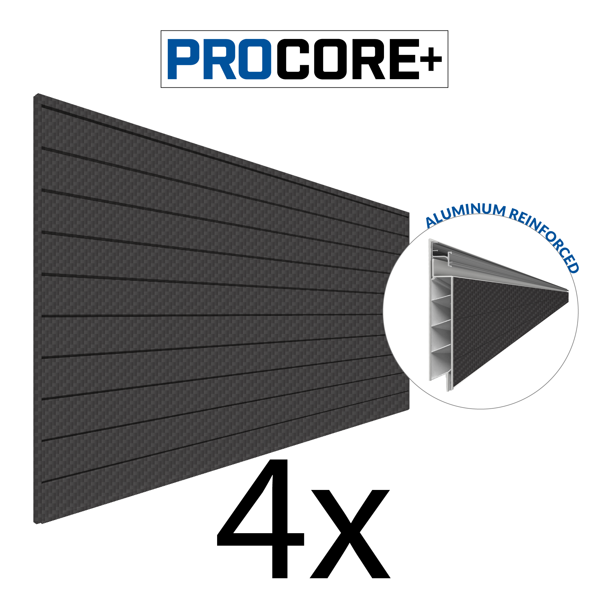 Proslat 8 ft. x 4 ft. PROCORE + Carbon Fiber PVC Slatwall