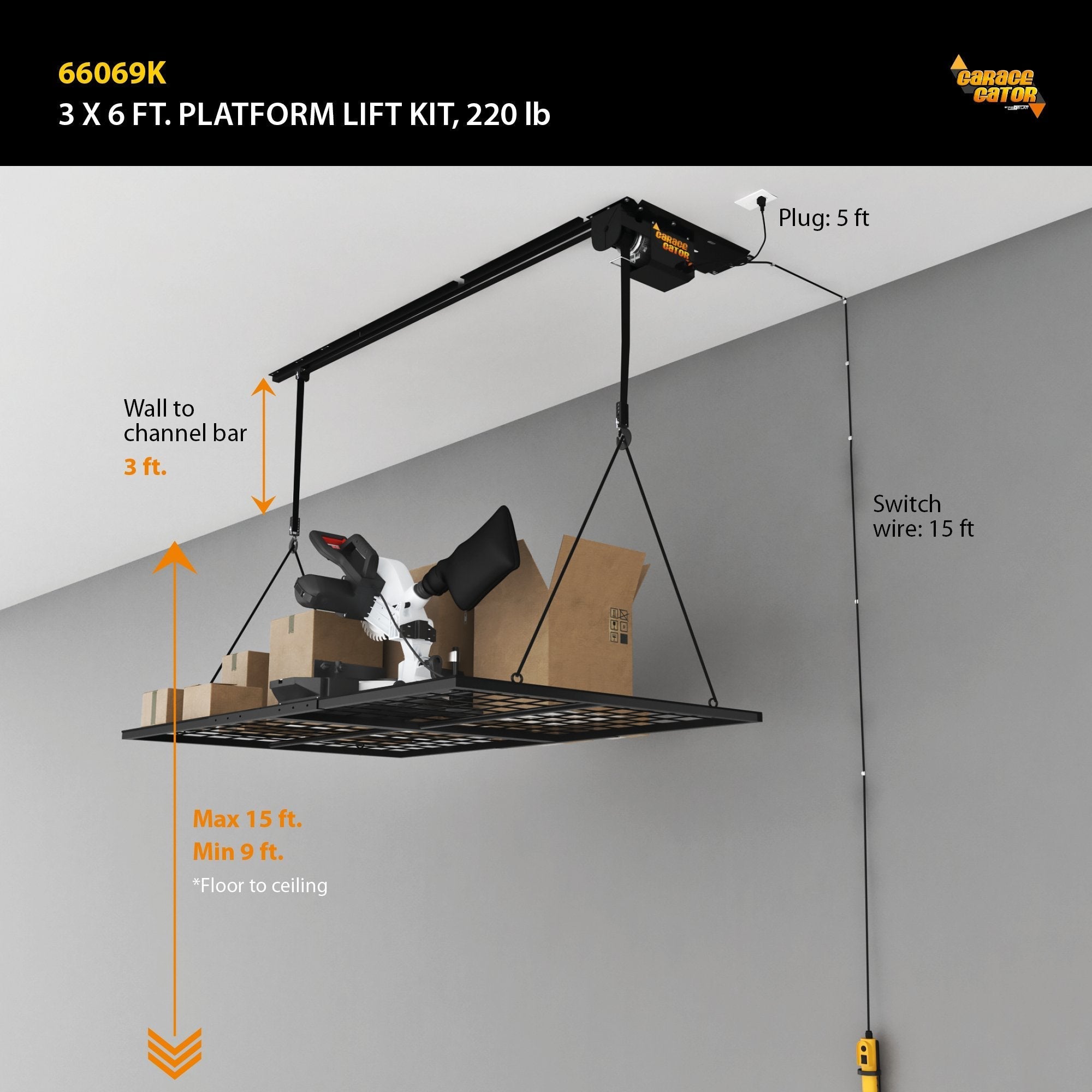Proslat Garage Gator 3 ft x 6 ft Platform 220 lb Lift Kit