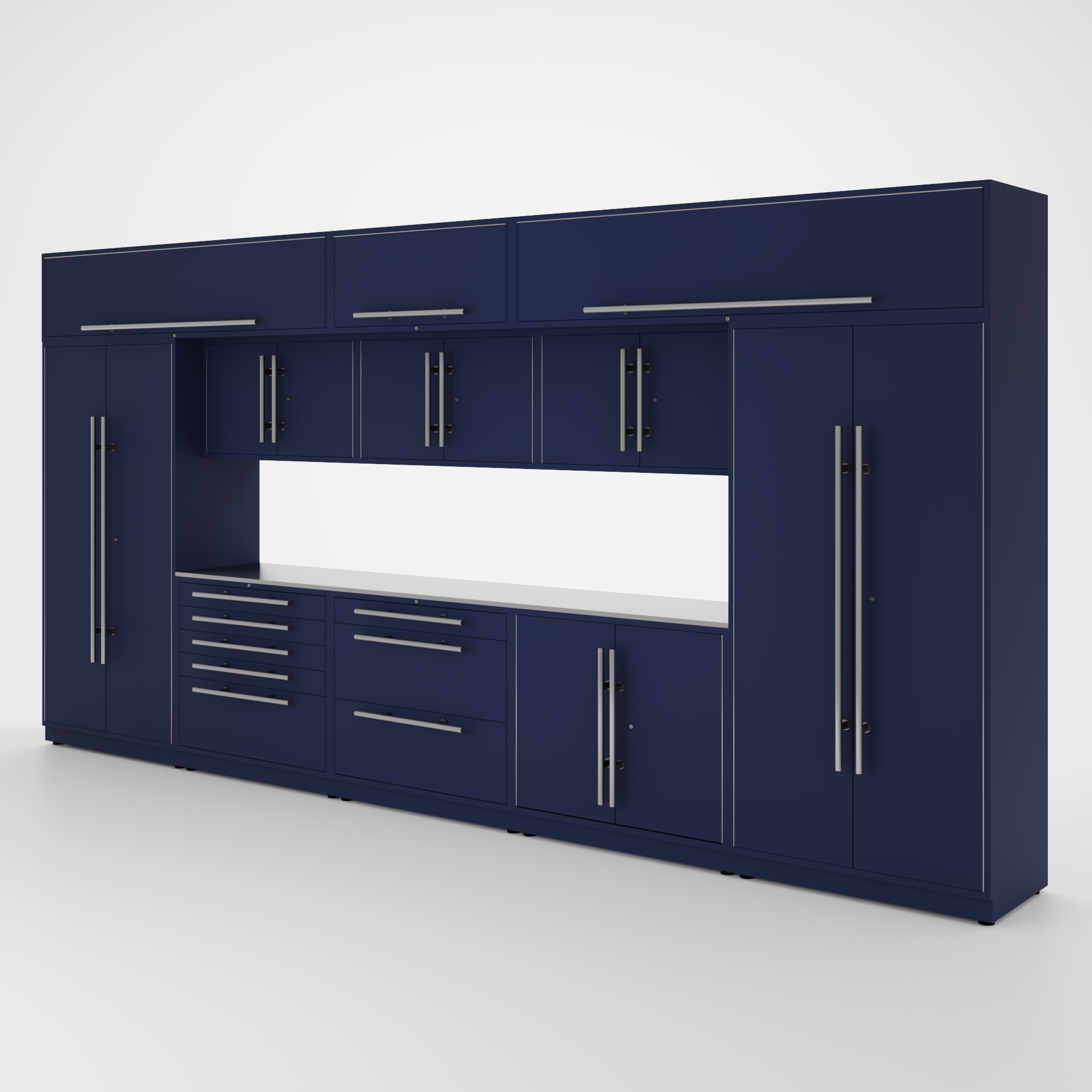 Proslat Lux Cabinets Blue 12 Piece Set with Stainless Steel