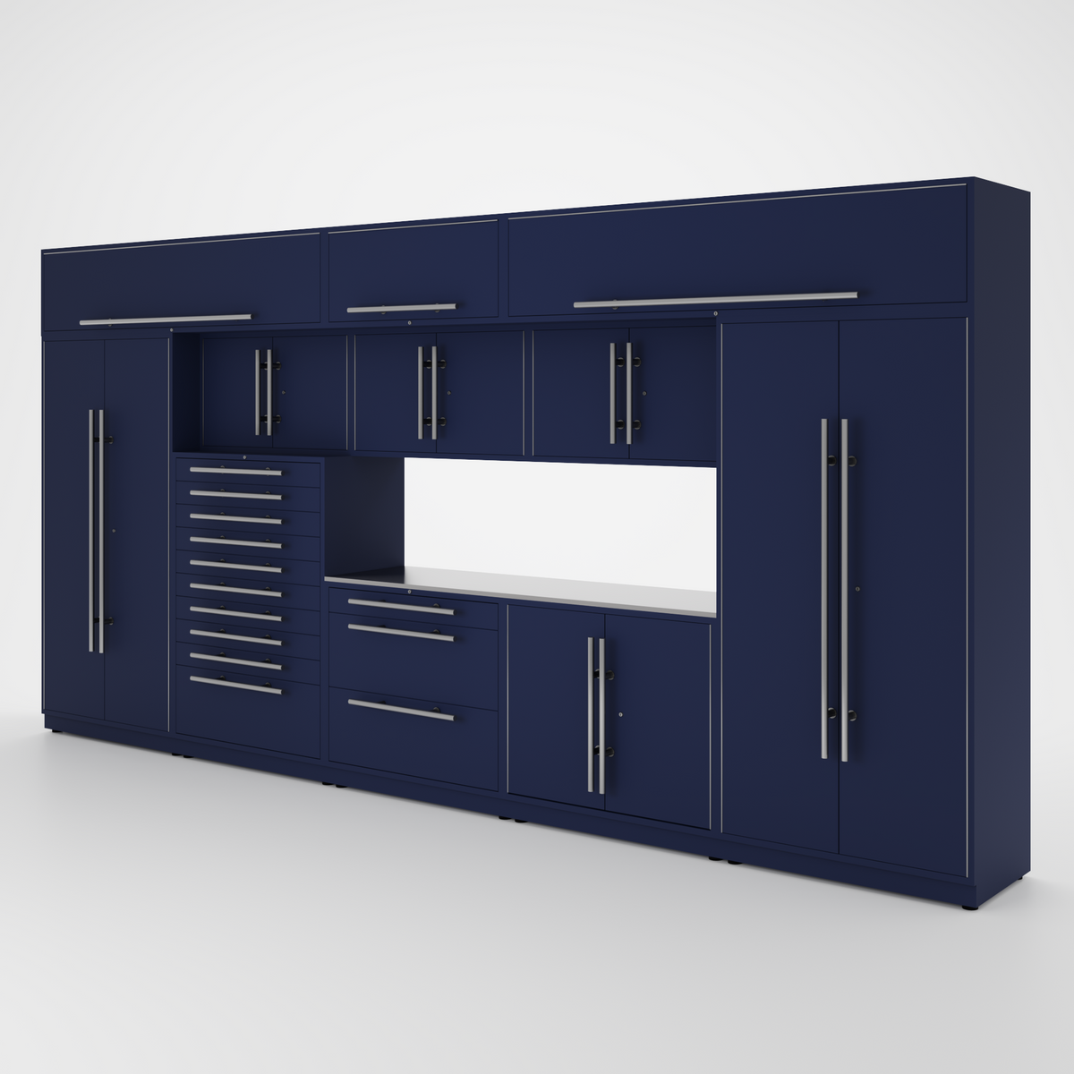 Proslat Lux Cabinets Blue 12 Piece Set with Stainless Steel