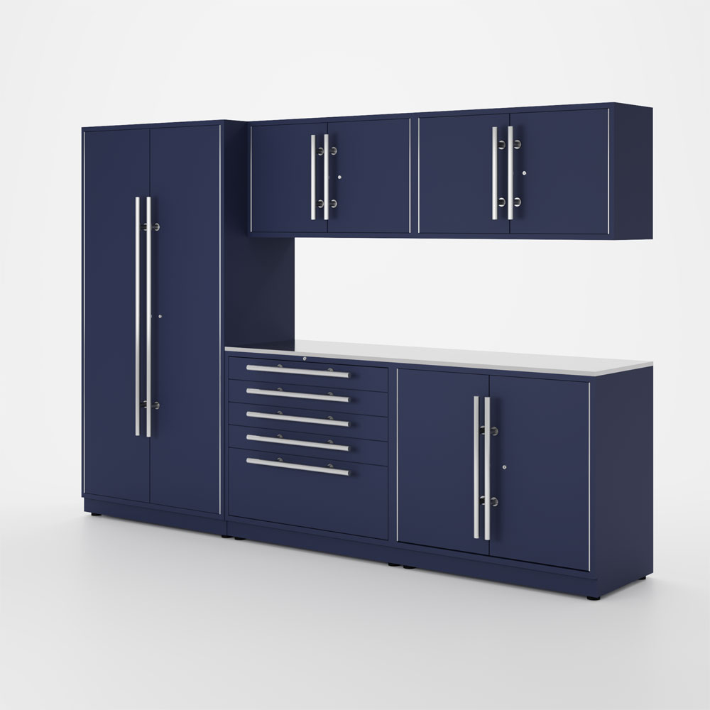 Proslat Lux Cabinets Blue 6 Piece Set with Stainless Steel
