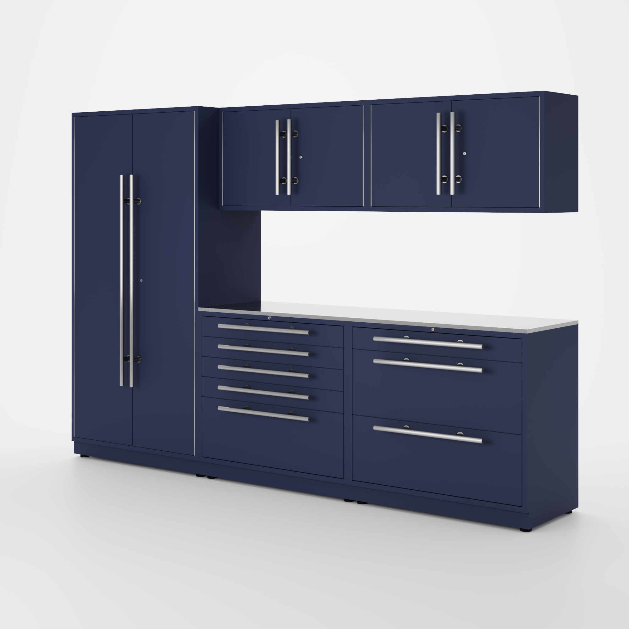 Proslat Lux Cabinets Blue 6 Piece Set with Stainless Steel