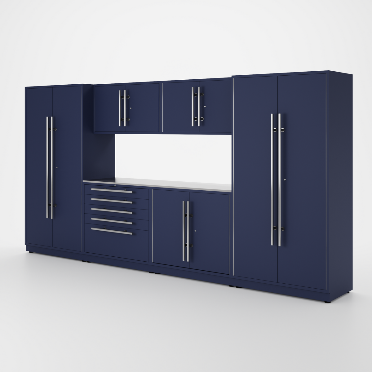 Proslat Lux Cabinets Blue 7 Piece Set with Stainless Steel