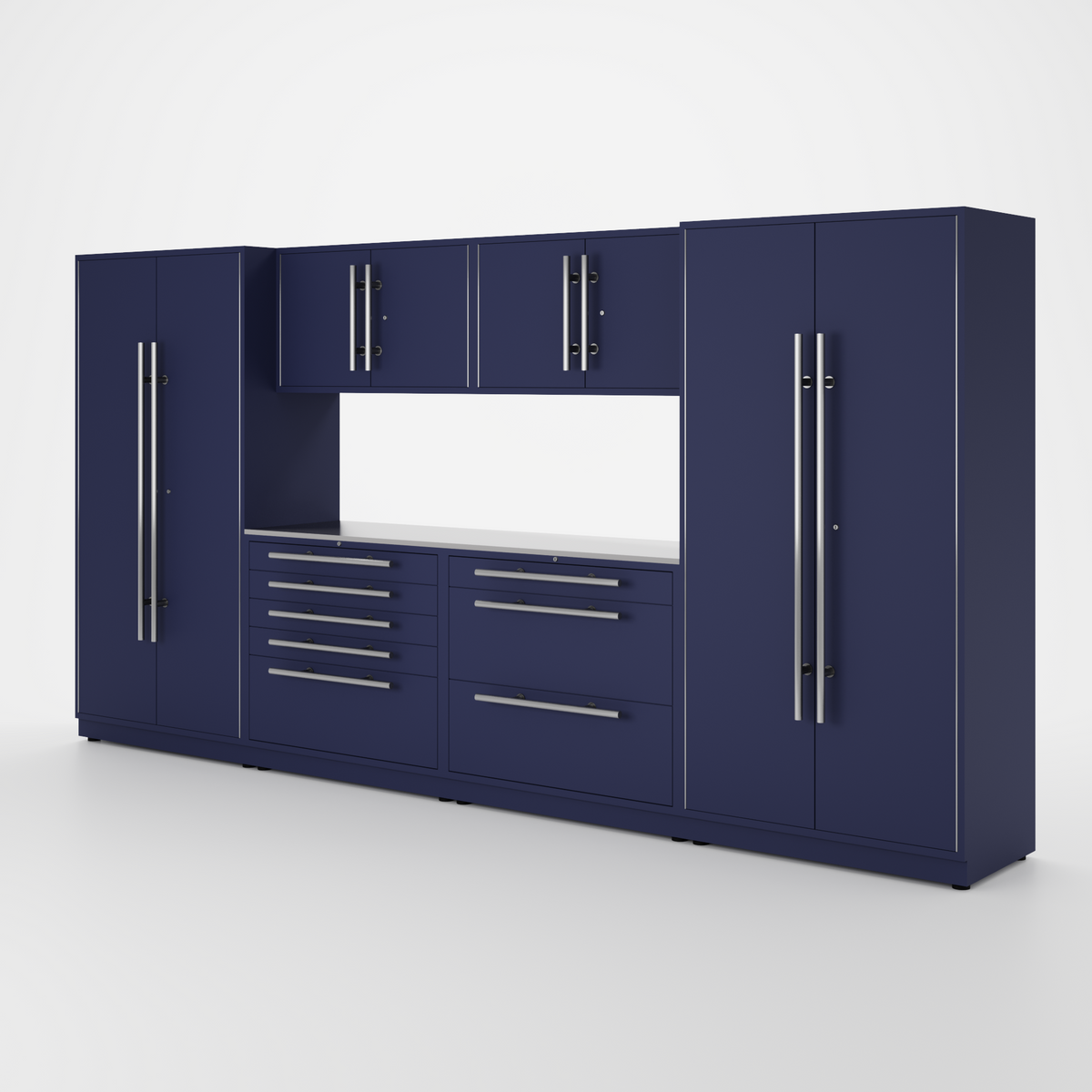 Proslat Lux Cabinets Blue 7 Piece Set with Stainless Steel