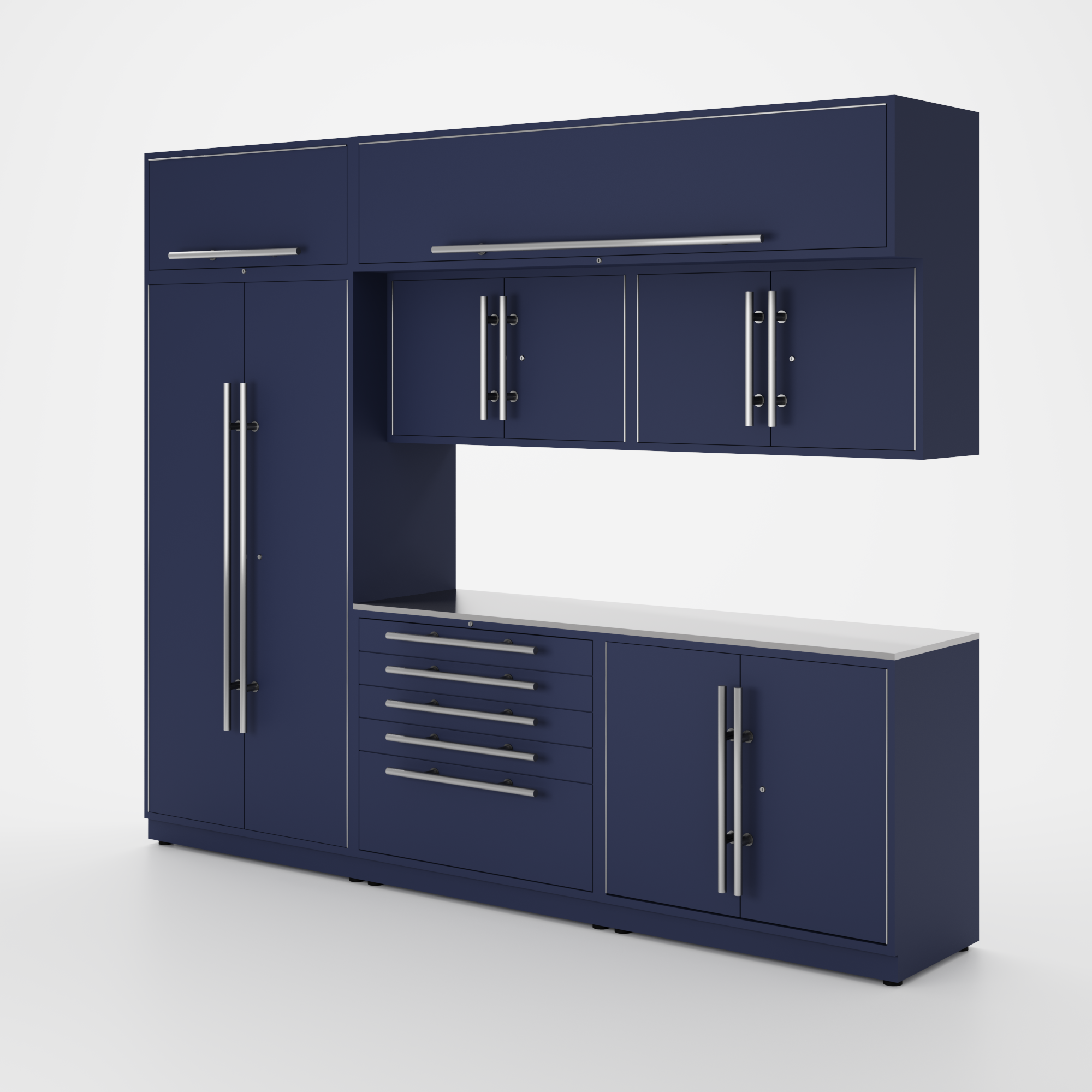 Proslat Lux Cabinets Blue 8 Piece Set with Stainless Steel