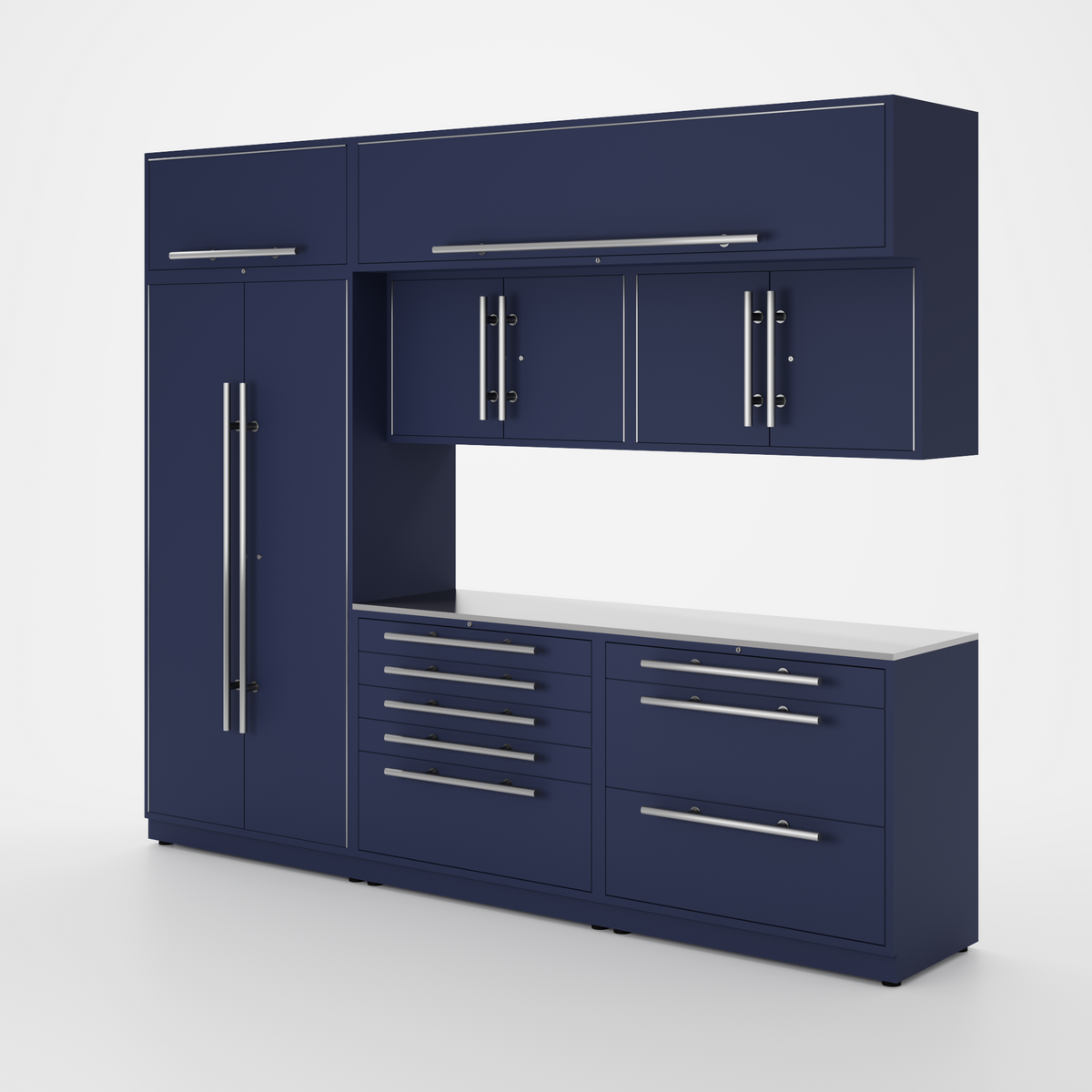 Proslat Lux Cabinets Blue 8 Piece Set with Stainless Steel