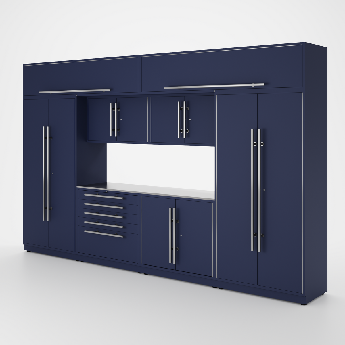 Proslat Lux Cabinets Blue 9 Piece Set with Stainless Steel