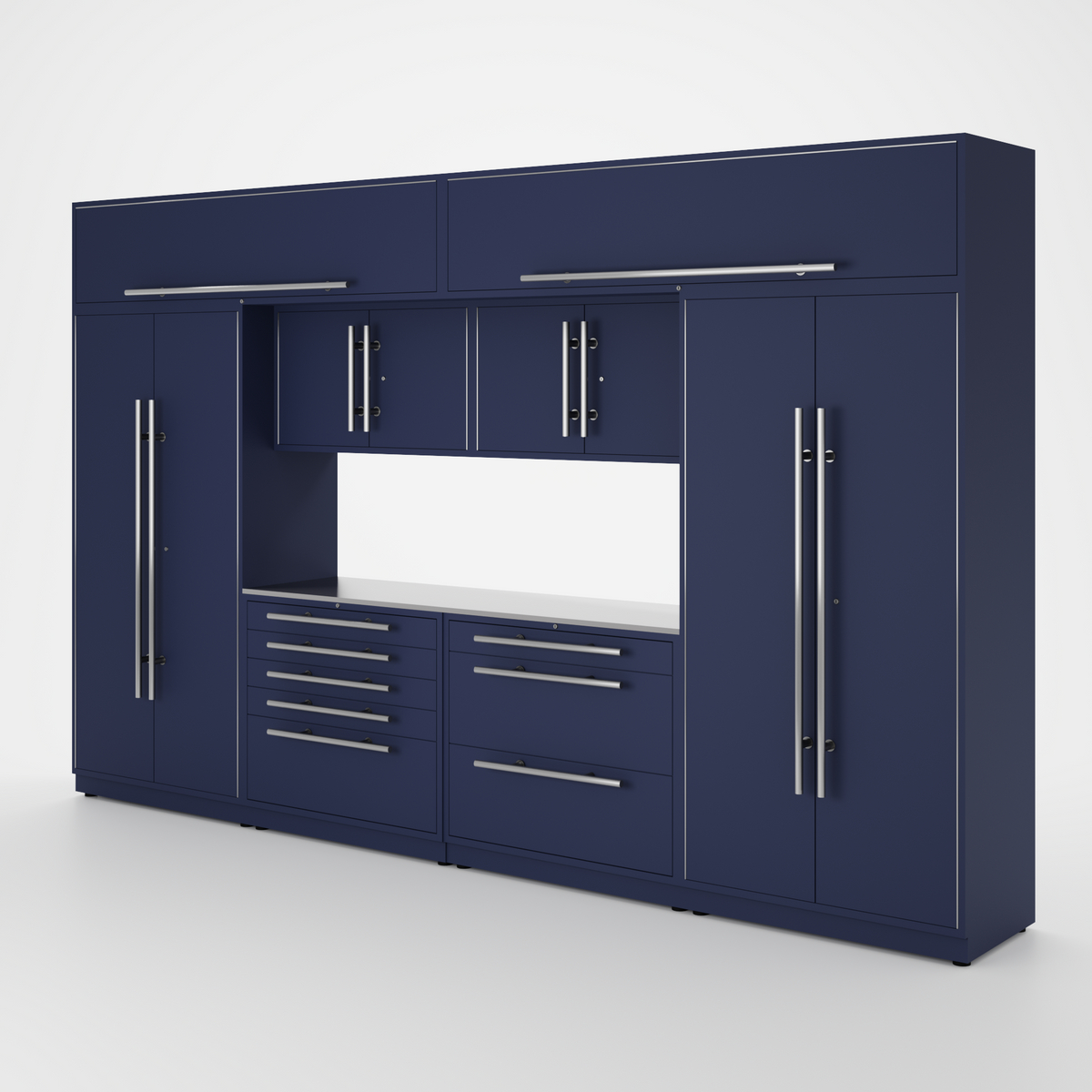 Proslat Lux Cabinets Blue 9 Piece Set with Stainless Steel