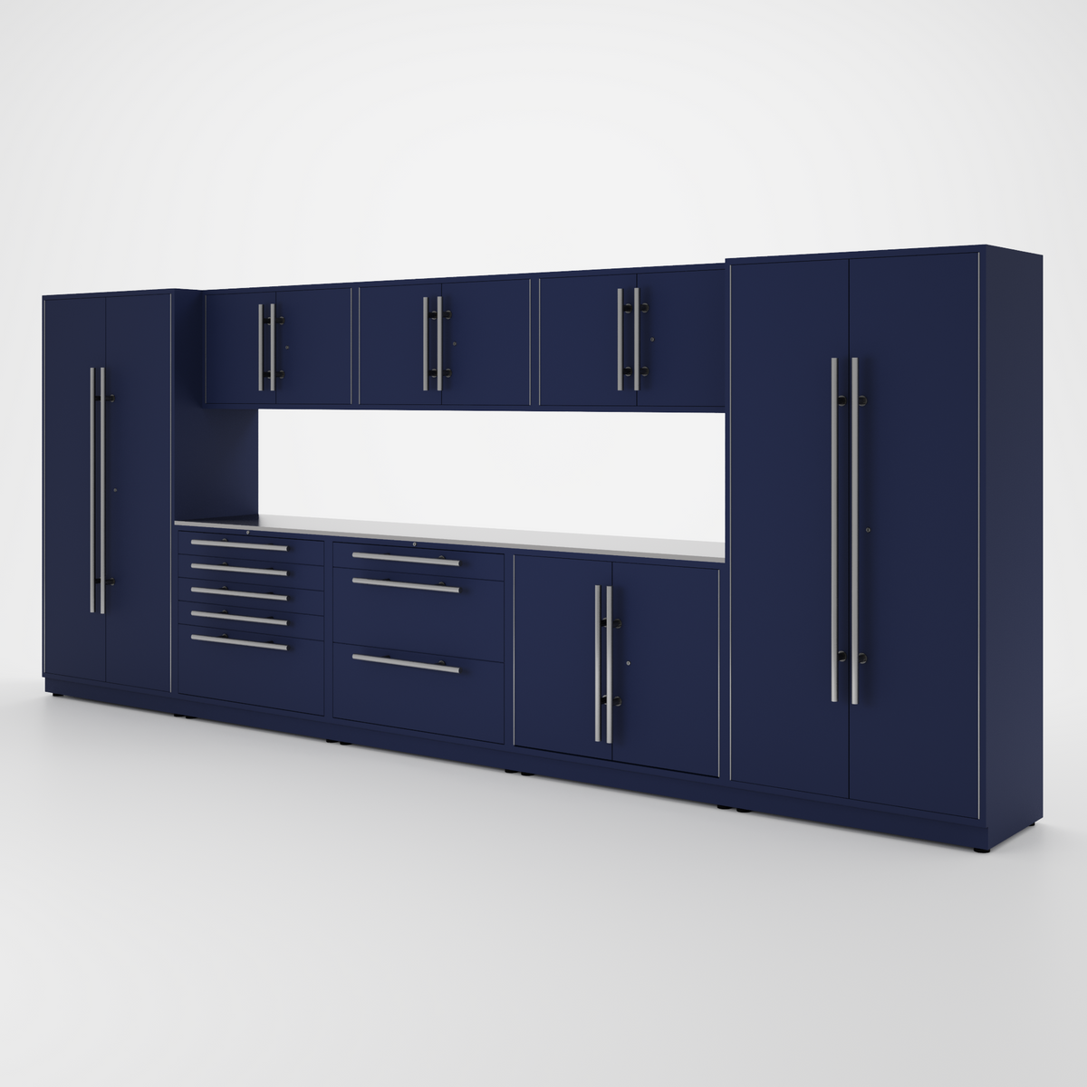 Proslat Lux Cabinets Blue 9 Piece Set with Stainless Steel