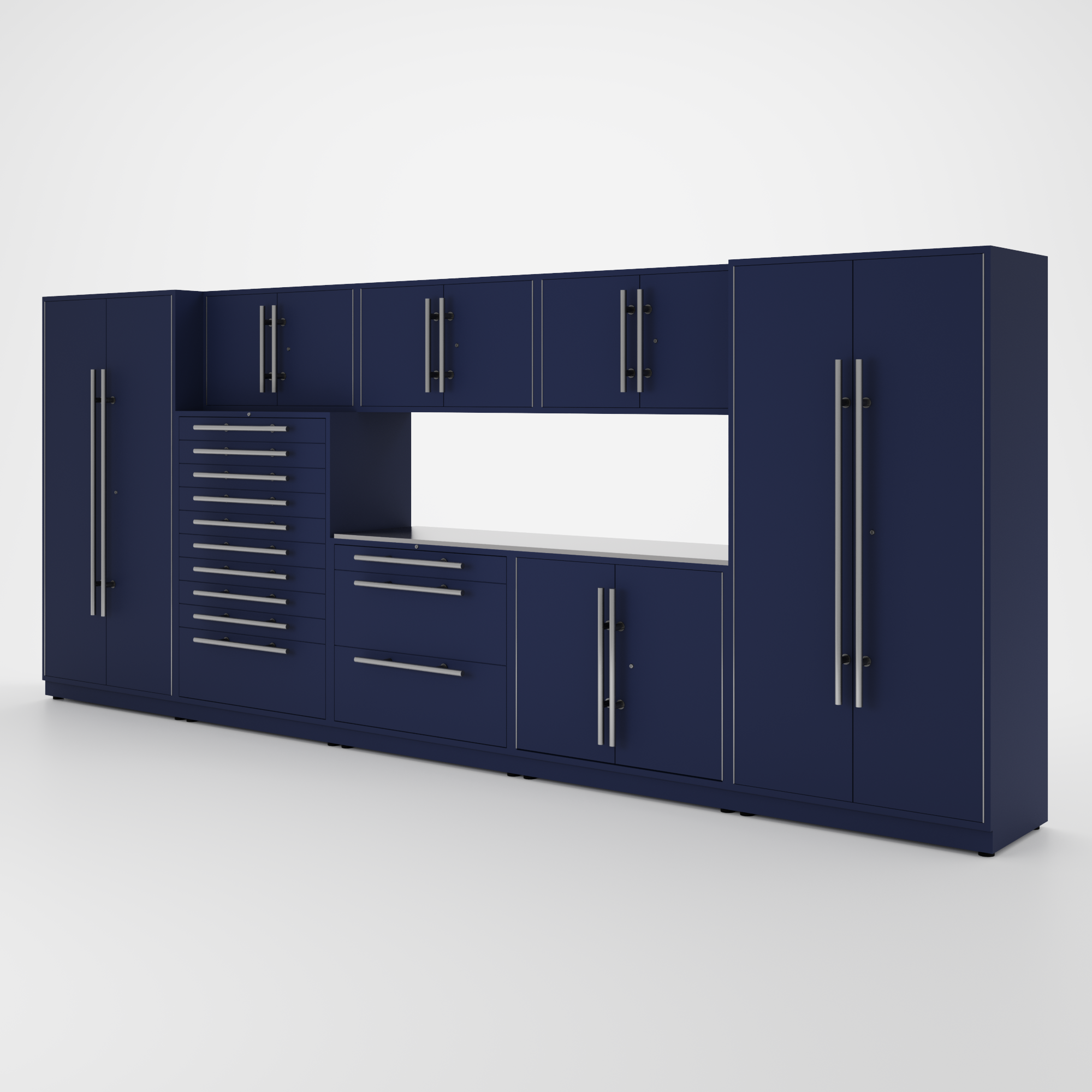 Proslat Lux Cabinets Blue 9 Piece Set with Stainless Steel