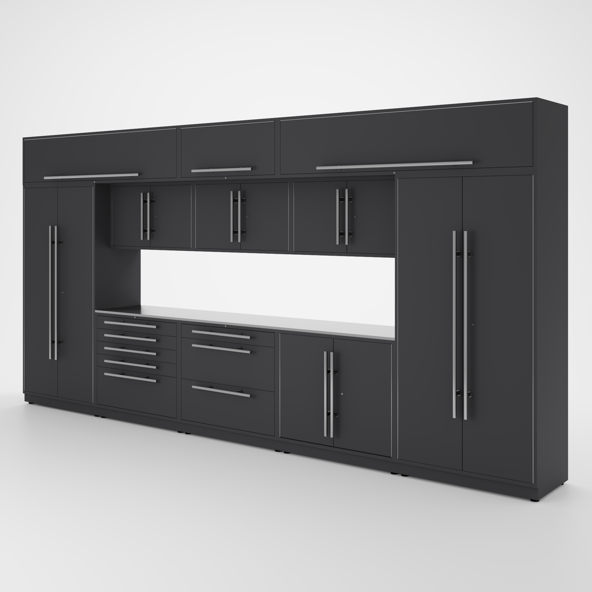 Proslat Lux Cabinets Gray 12 Piece Set with Stainless Steel