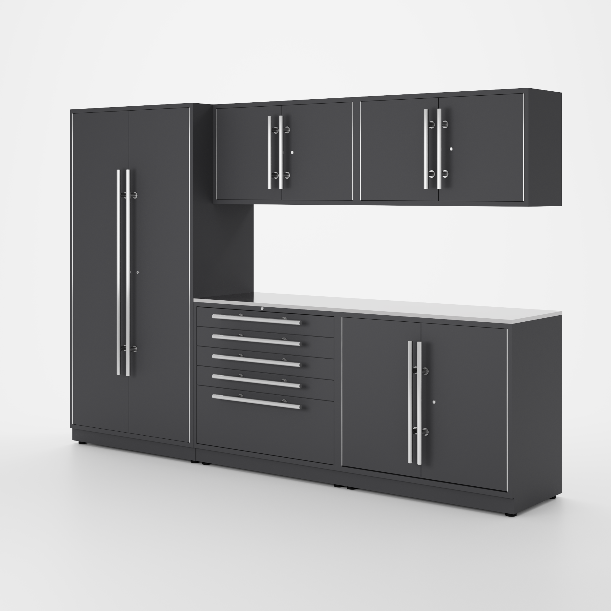 Proslat Lux Cabinets Gray 6 Piece Set with Stainless Steel