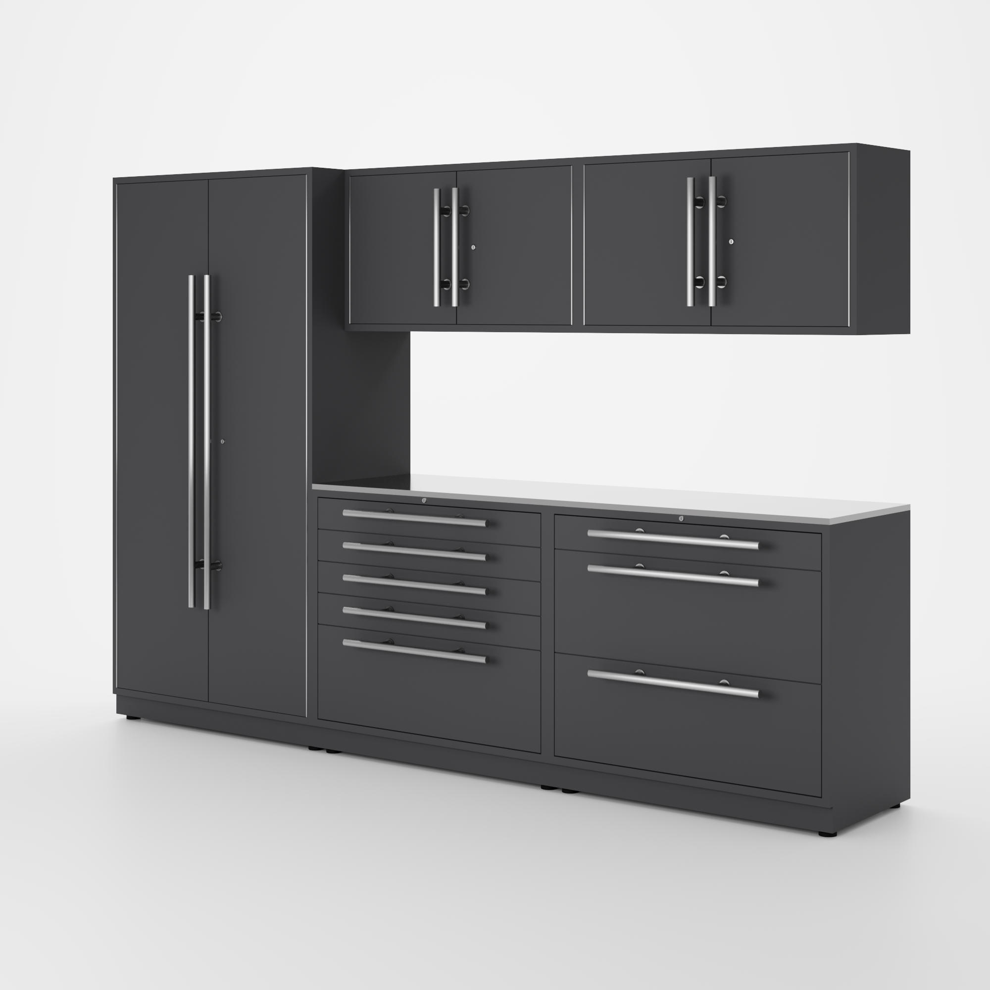Proslat Lux Cabinets Gray 6 Piece Set with Stainless Steel