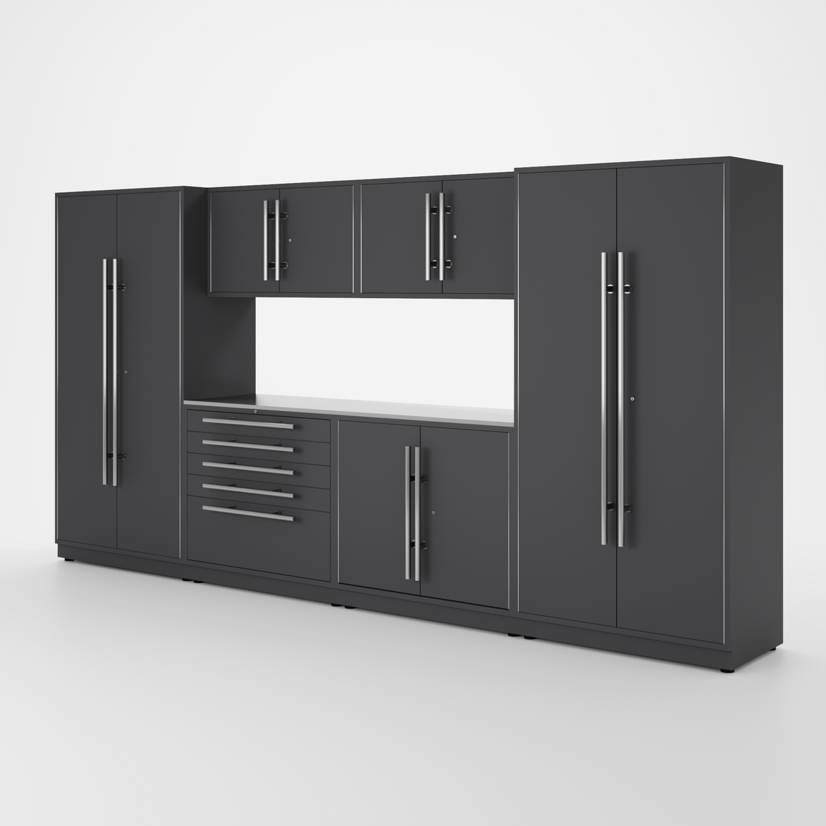 Proslat Lux Cabinets Gray7 Piece Set with Stainless Steel