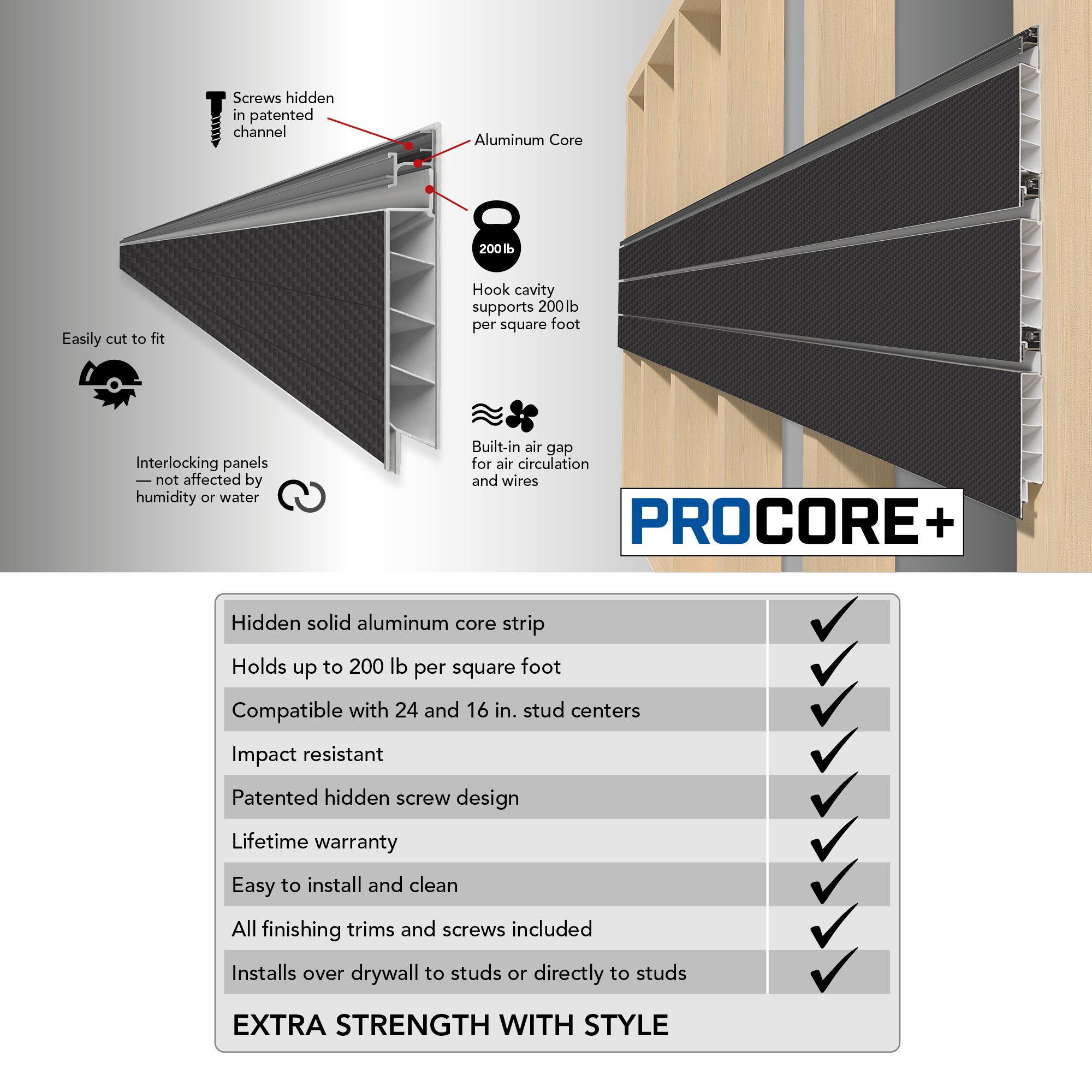 Proslat PROCORE + Carbon Fiber Slatwall Mini Bundle