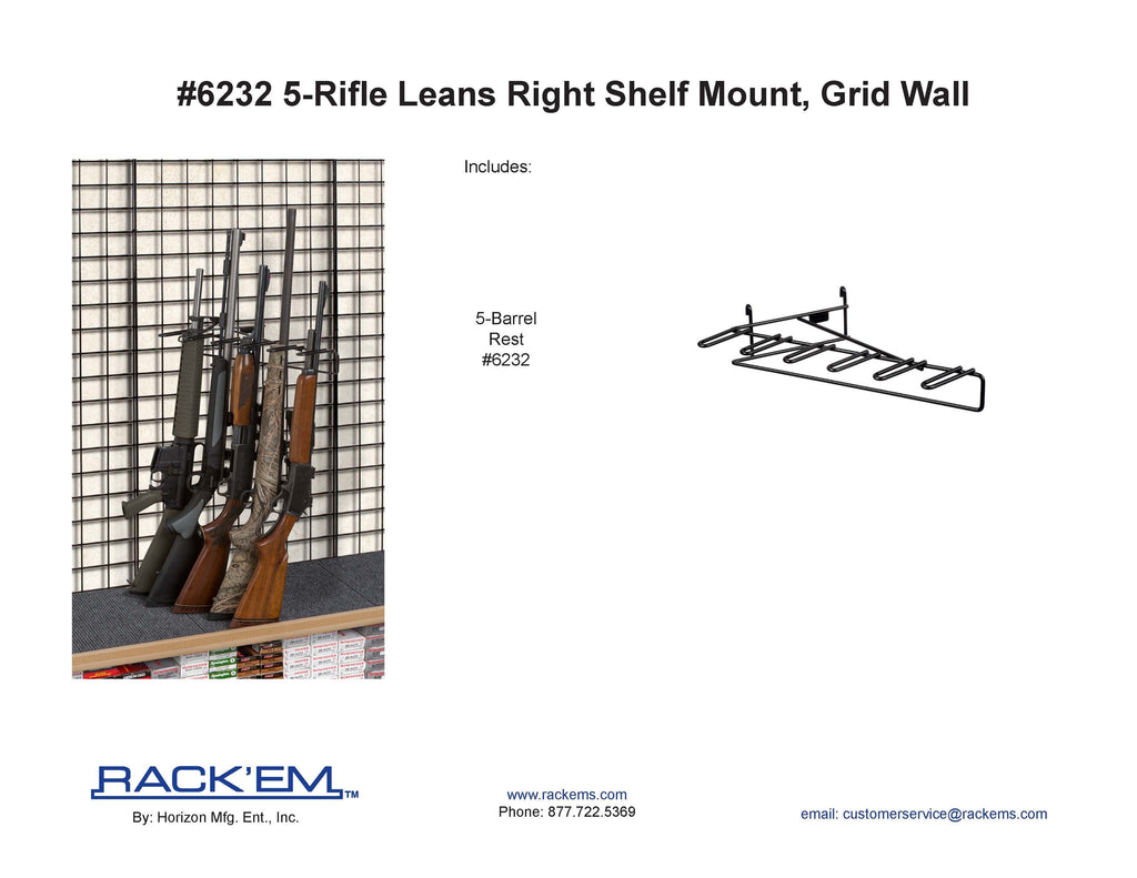 1’ 5 Rifle Leans Right Display Grid Wall (SKU: 6232)