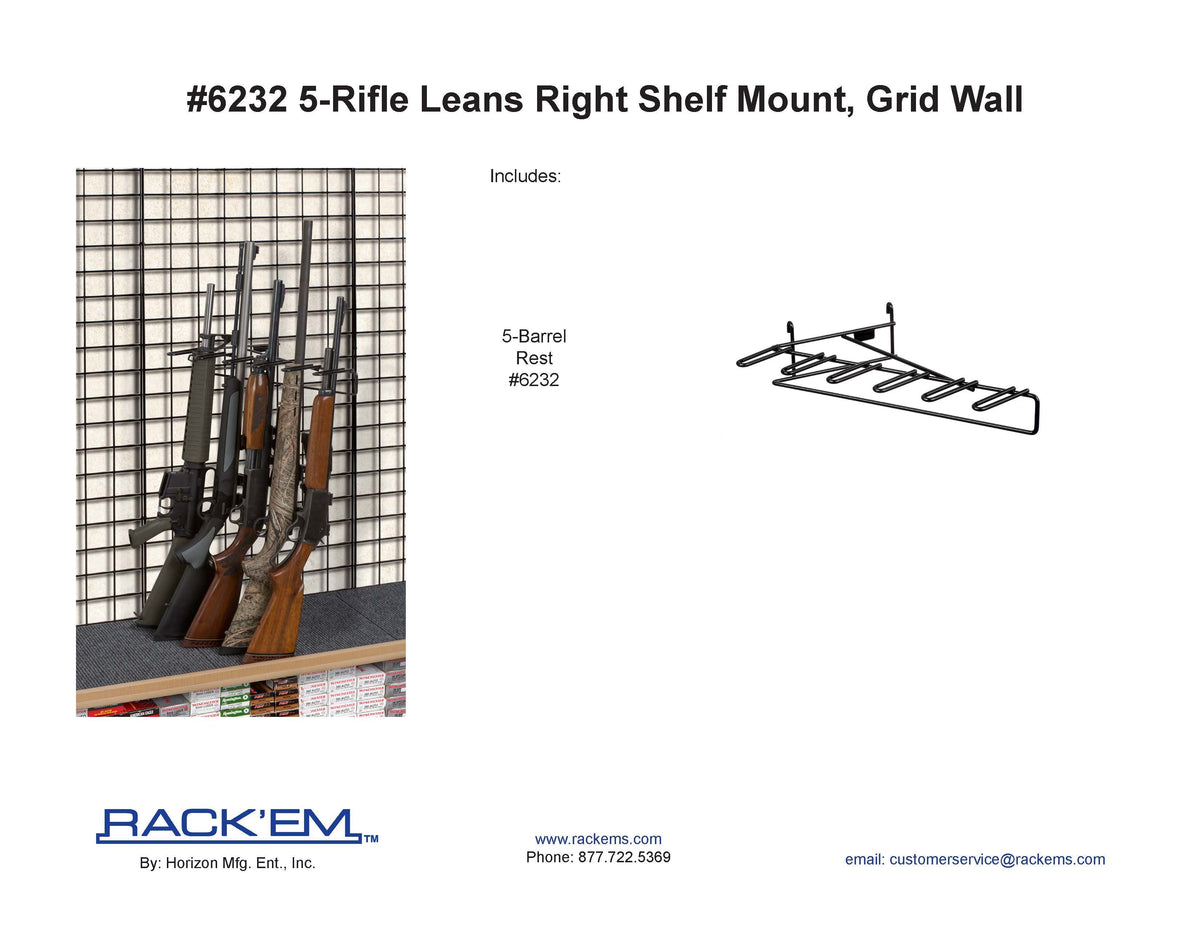 1’ 5 Rifle Leans Right Display Grid Wall (SKU: 6232)