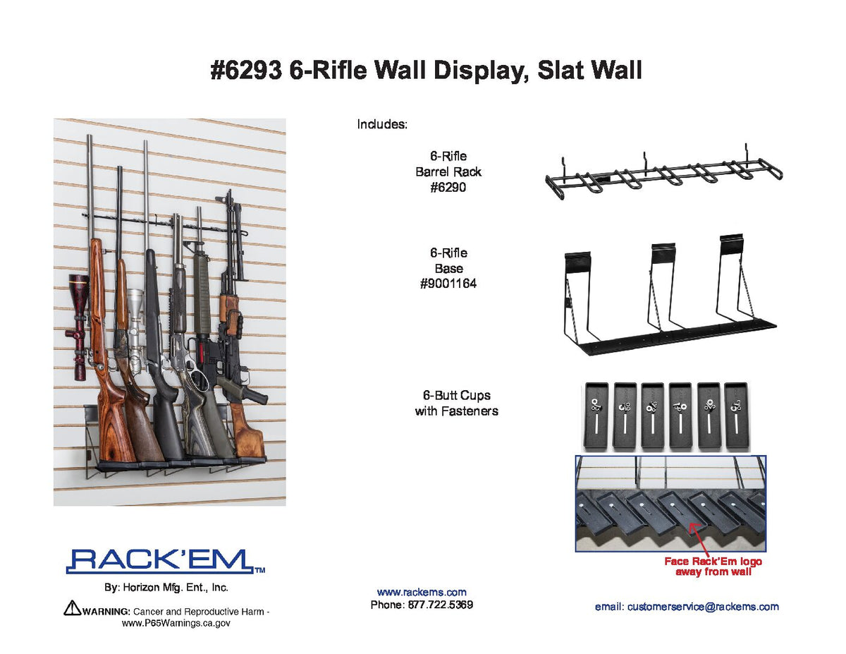 2’ 6-Rifle Slat Wall Display (SKU: 6293)