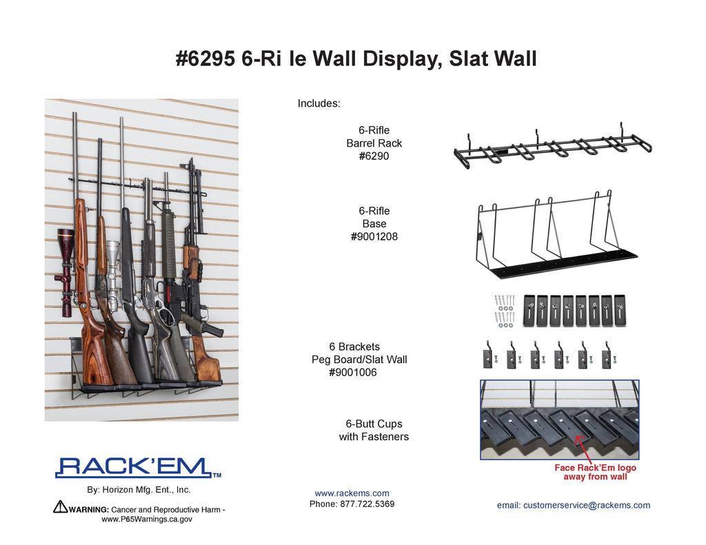2’ 6 Rifle Wall Display Peg Board (SKU: 6295)