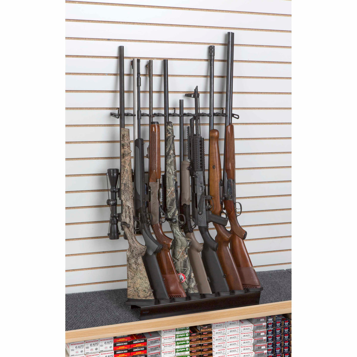Rackem - 2’ 8-Rifle Deluxe Shelf Display (Barrel Rest &