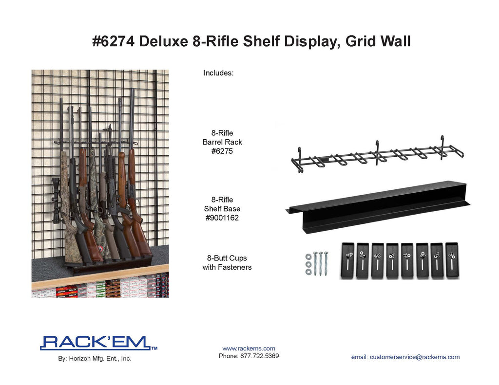 2’ 8 Rifle Deluxe Shelf Display Grid Wall (SKU: 6274)