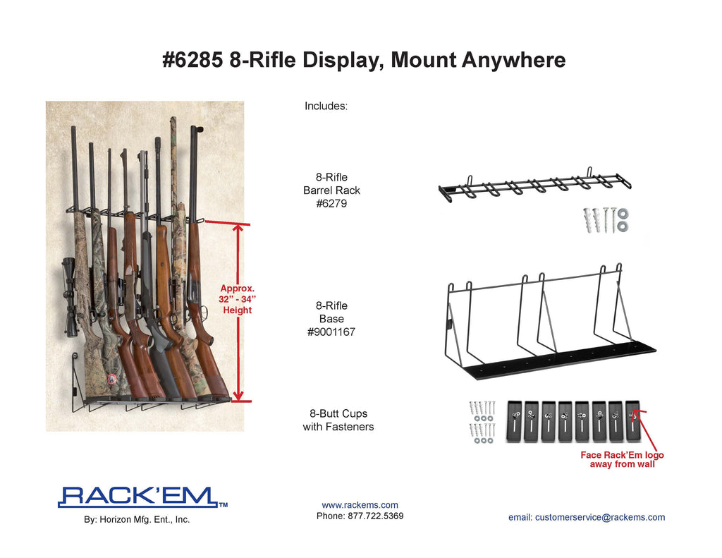 2’ 8 Rifle Wall Display Mount Anywhere (SKU: 6285)