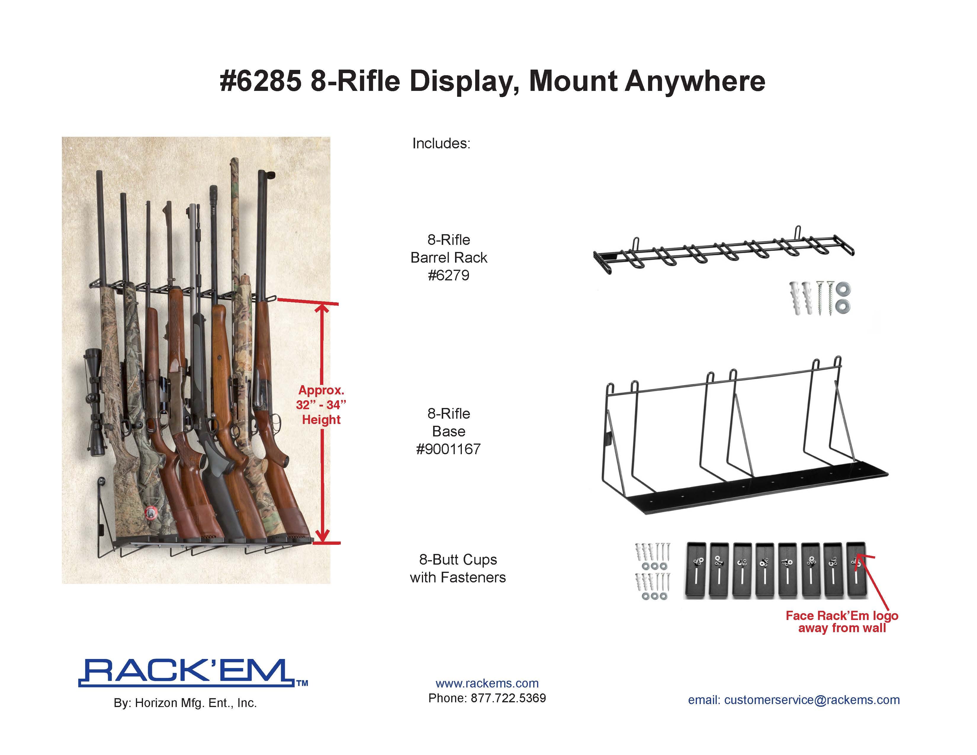 2’ 8 Rifle Wall Display Mount Anywhere (SKU: 6285)