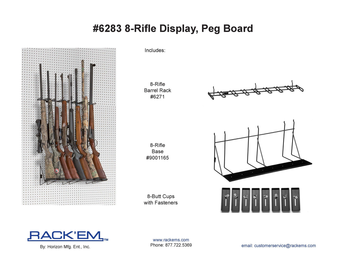 2’ 8 Rifle Wall Display Peg Board (SKU: 6283)