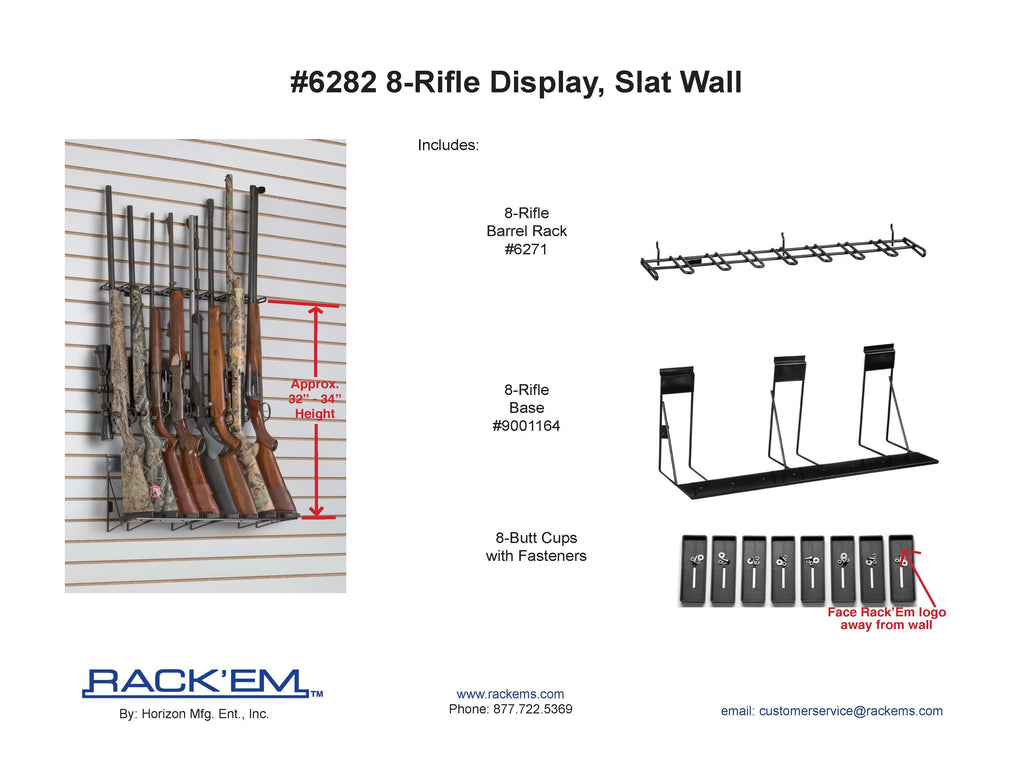 2’ 8 Rifle Wall Display Slat Wall (SKU: 6282)