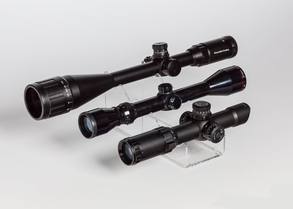 5 Suppressor Waterfall Acrylic Display (also holds 3 Scopes) 3.5 "W x 8.5"D x 3"H (SKU: 6465)
