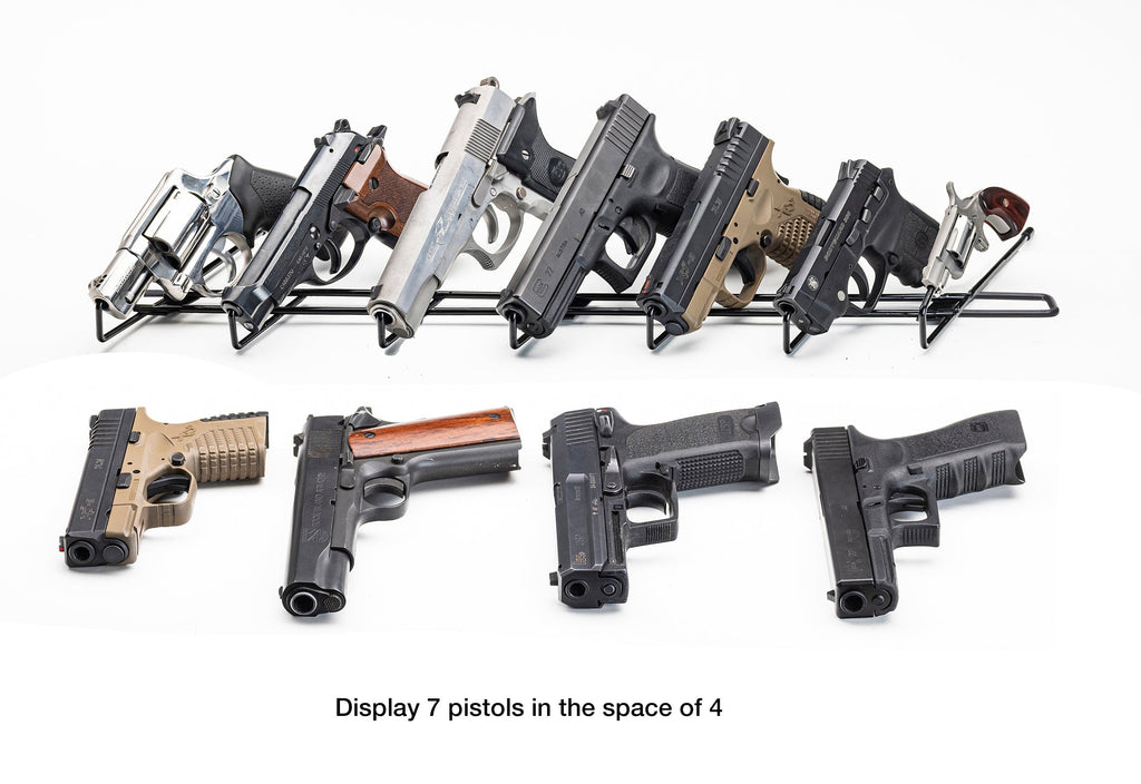 7 Pistol Display, Rod in the Barrel Pistol Display. (SKU: 6063)