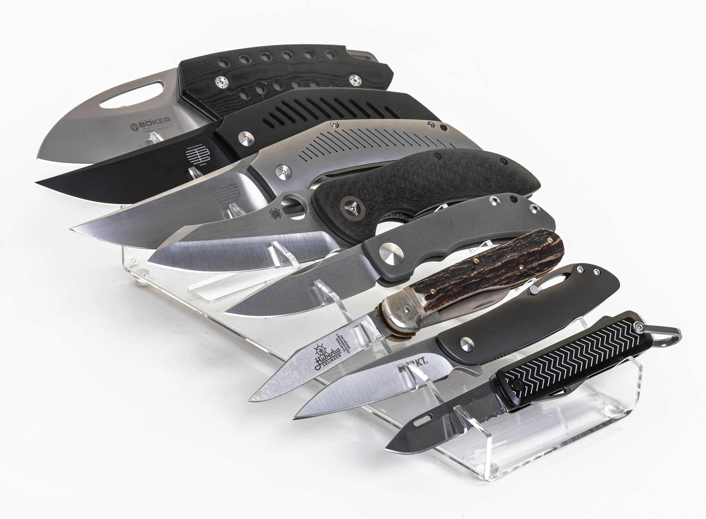 8 Knife Waterfall Display, Portable w/ pullout lip & hole for fingers. (SKU: 6474)