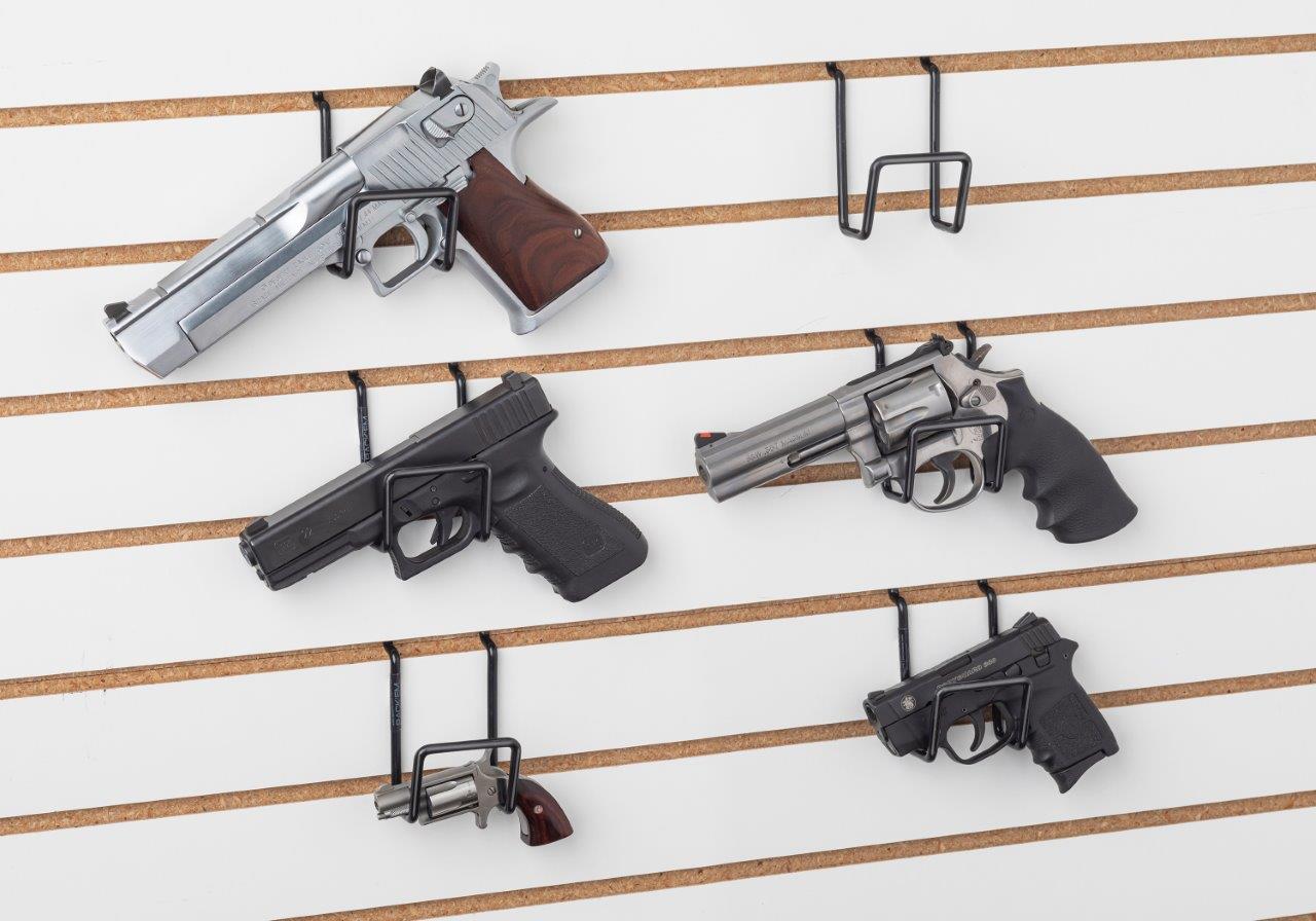 Compact/Full Size – Pistol/Rifle Display (1 Pc) Slat Wall/Peg Board (SKU: 6153)