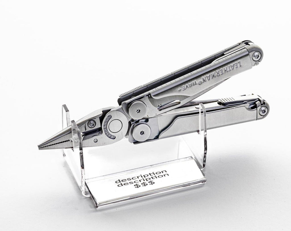 Single Knife/Multi-Tool Acrylic Display with horizontal price tag holder. (SKU: 6453)