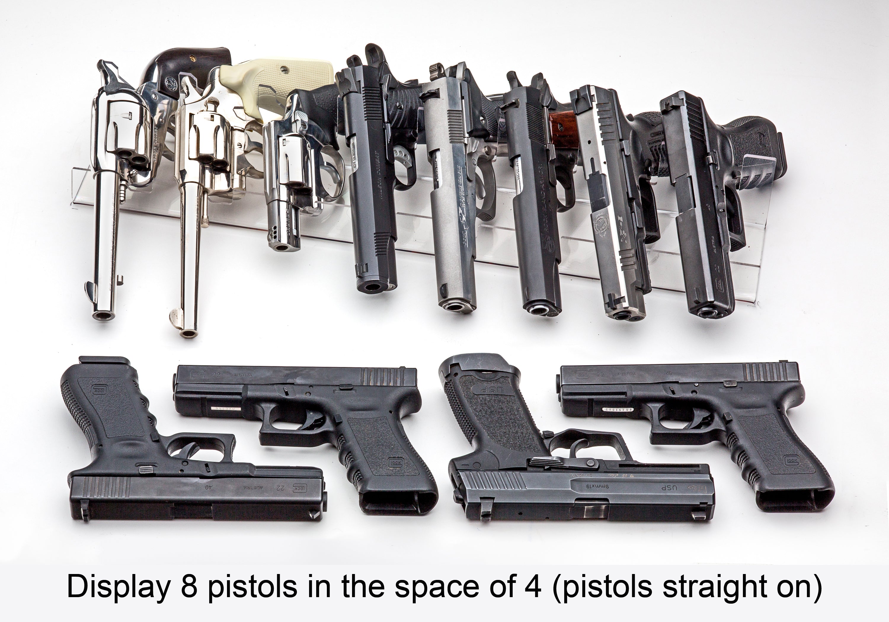 "Straight" Std. 8 Pistol "Extra" High Density Clear Display 23 " long (SKU: 6455)