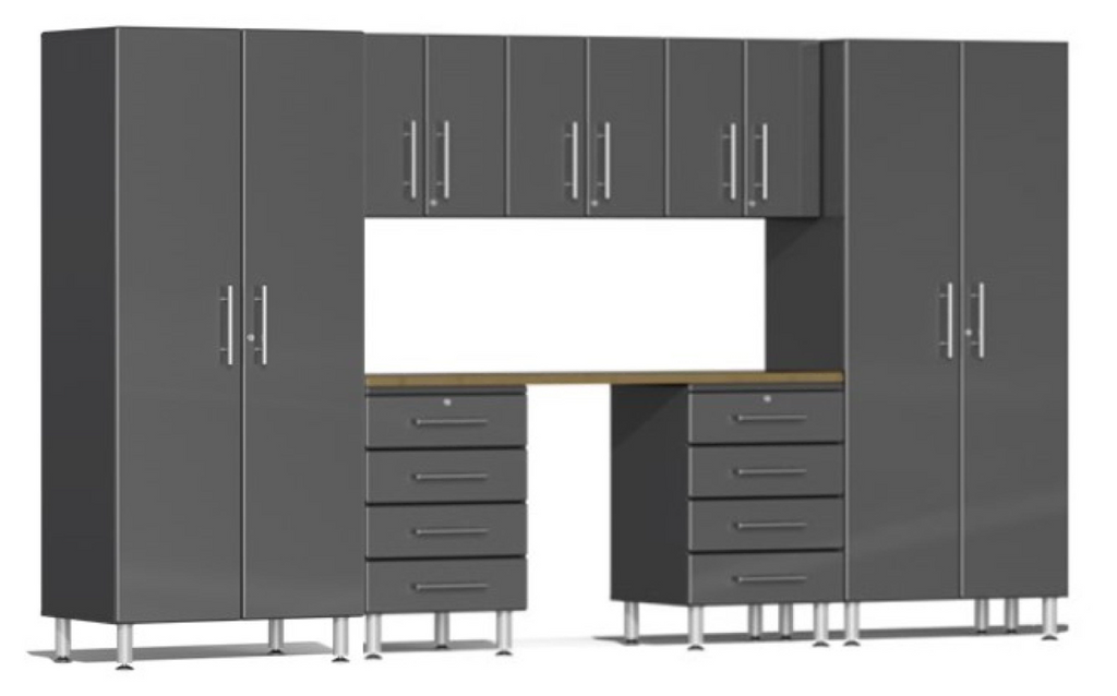 Ulti-MATE Garage 2.0 Series Grey 8-Piece Kit with Bamboo