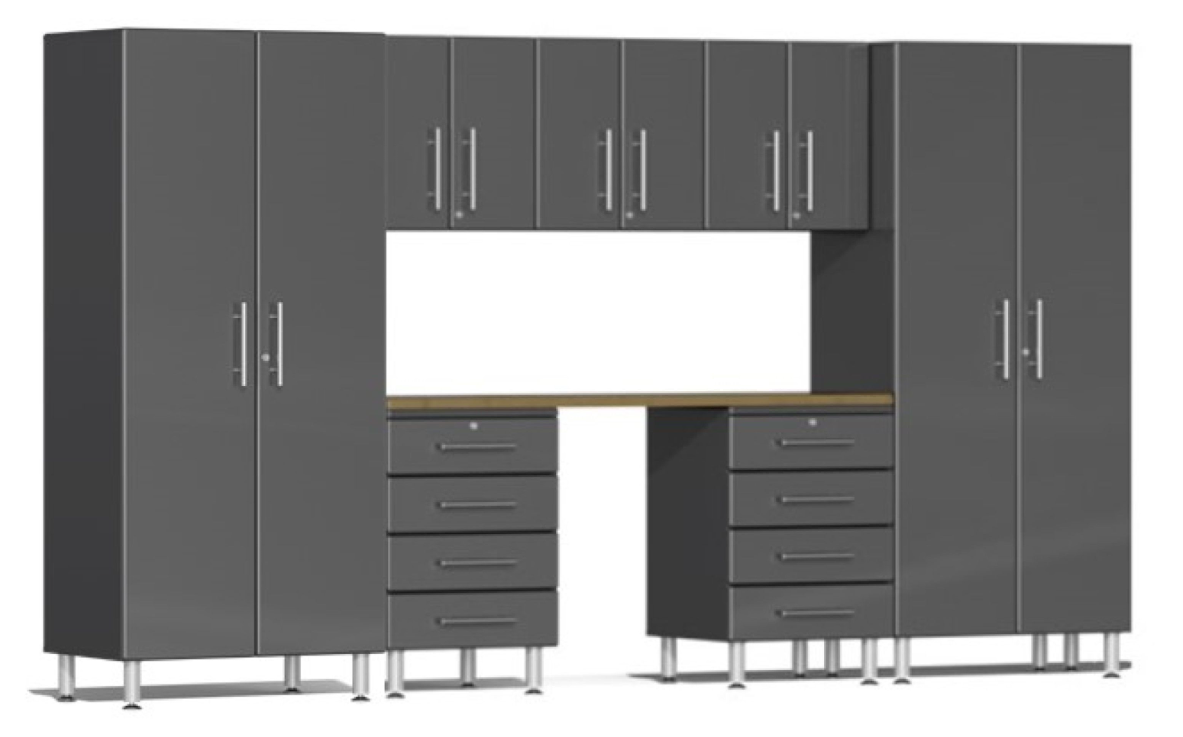 Ulti-MATE Garage 2.0 Series Grey 8-Piece Kit with Bamboo
