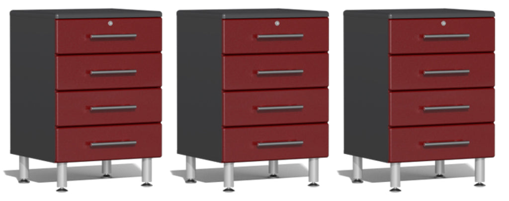 Ulti-MATE Garage 2.0 Series Red 3-Piece Drawer Base Cabinet