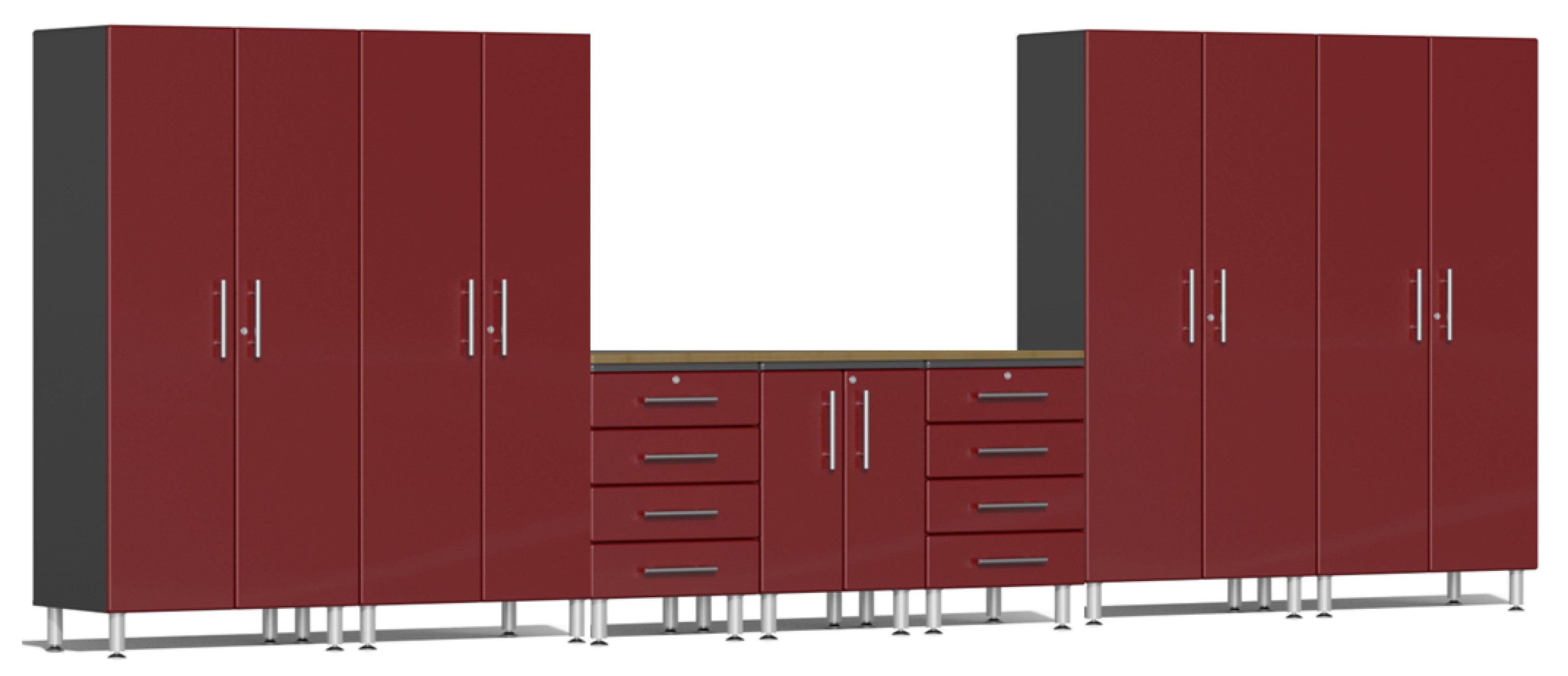 Ulti-MATE Garage 2.0 Series Red 8-Piece Kit with Bamboo