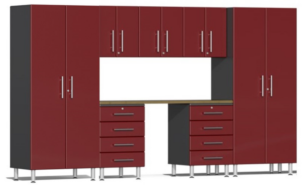 Ulti-MATE Garage 2.0 Series Red 8-Piece Kit with Bamboo