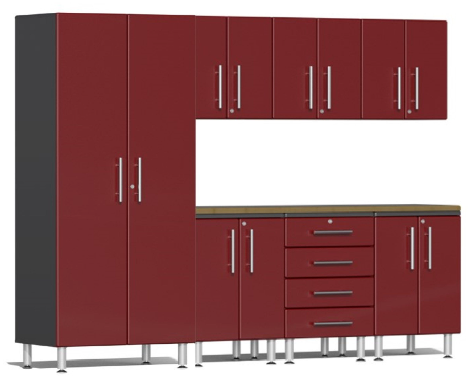Ulti-MATE Garage 2.0 Series Red 8-Piece Kit with Bamboo