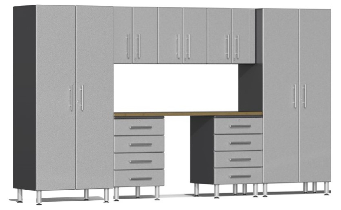 Ulti-MATE Garage 2.0 Series Silver 8-Piece Kit with Bamboo