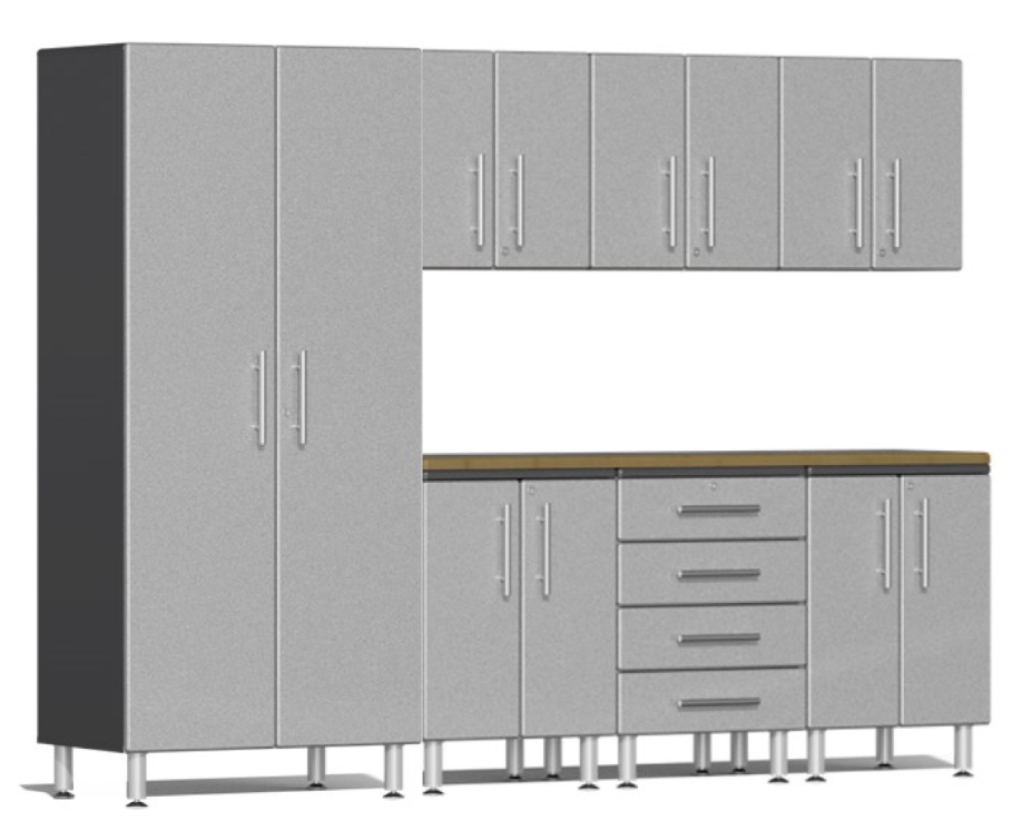 Ulti-MATE Garage 2.0 Series Silver 8-Piece Kit with Bamboo