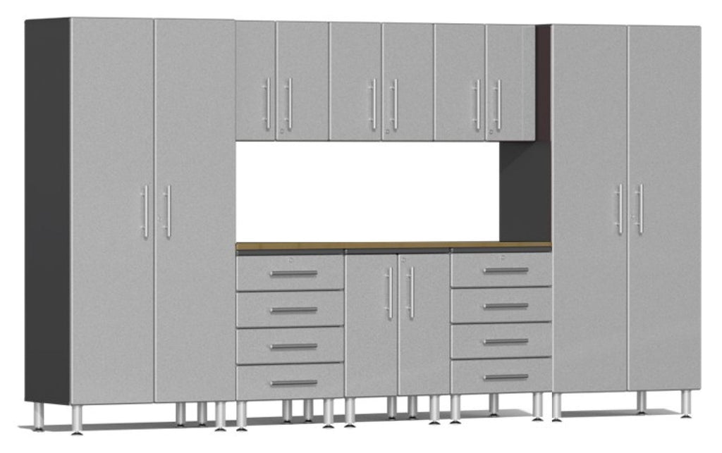 Ulti-MATE Garage 2.0 Series Silver 9-Piece Kit with Worktop