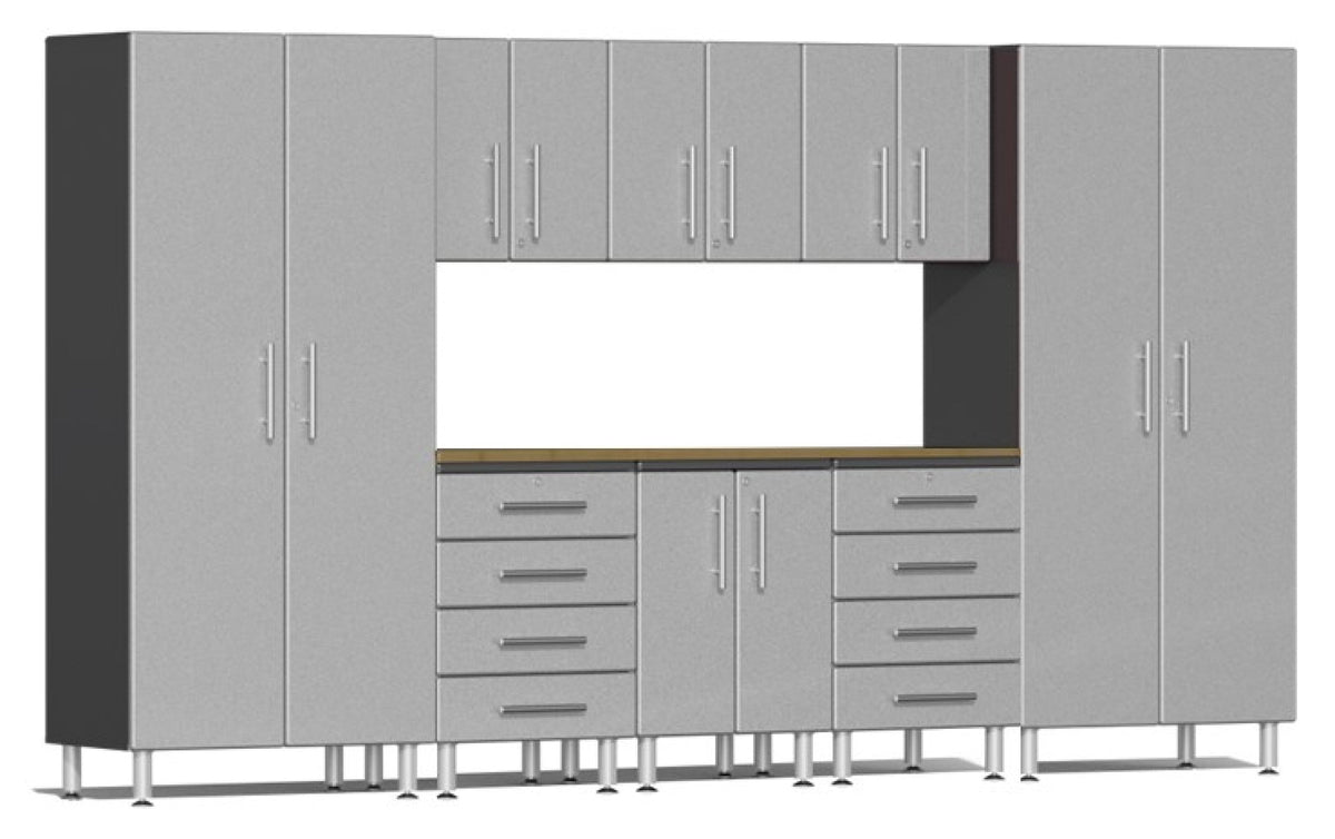 Ulti-MATE Garage 2.0 Series Silver 9-Piece Kit with Worktop