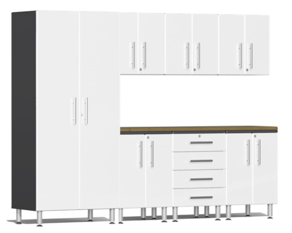 Ulti-MATE Garage 2.0 Series White 8-Piece Kit with Bamboo