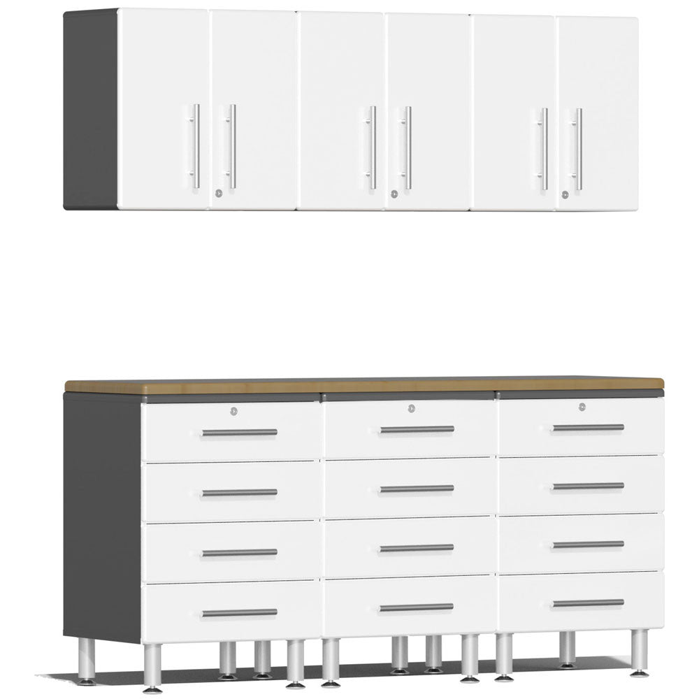 Ulti-MATE Garage 2.0 Series White Metallic 7-Piece Kit